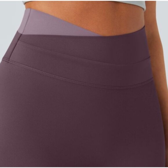 Halara Softlyzero Double Crossover Color Block Leggings Sz XS Purple UPF50+ - Picture 7 of 10